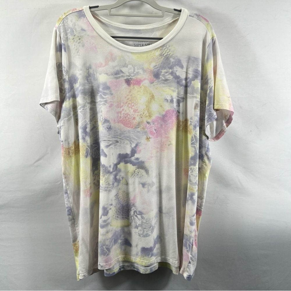 Torrid Supersoft Star Horoscope Celestial Graphic Pastel Tie-Dye Tee 0784